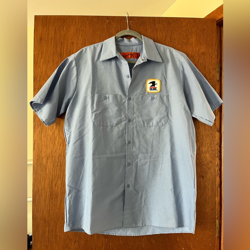 Anti Social Social Club X USPS Light Blue 'WORK' Button Down Shirt Size Large